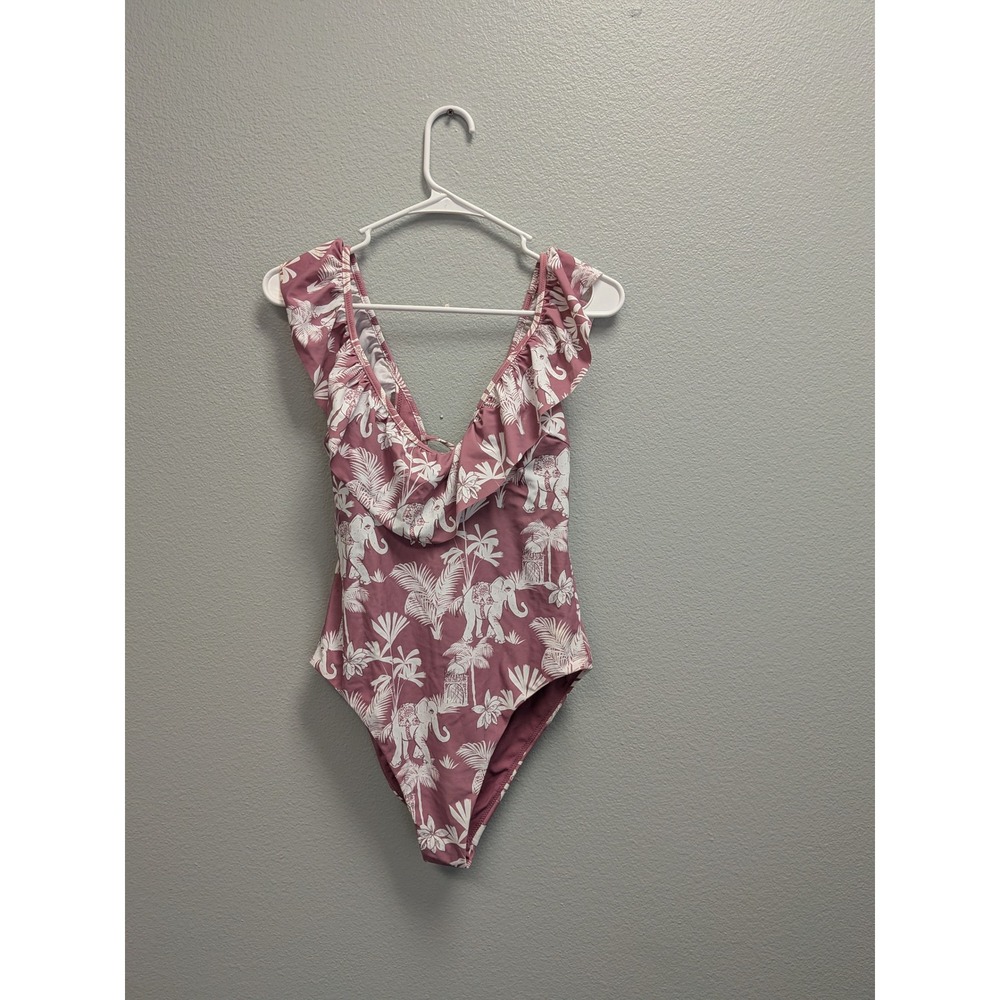 Raisins‎ Shoreclub One Piece Swimsuit Orch Elephant Tropical Ruffle Z710498 L
